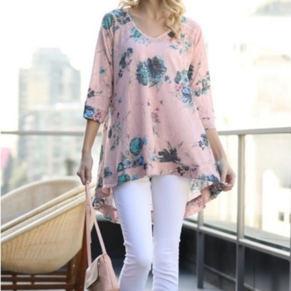 Floral Blush Pullover Tunic - Picture 2 of 4